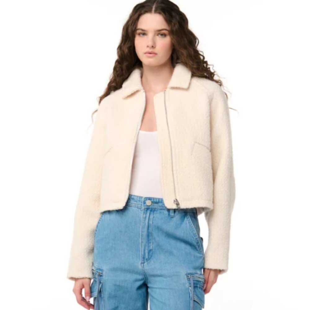 Blank NYC White Chocolate Cropped Tweed Jacket